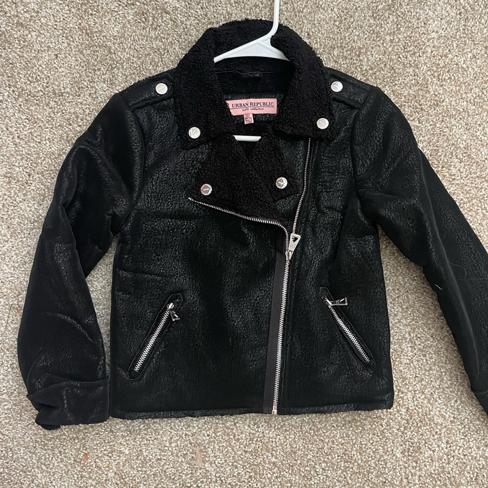 Girls urban republic lined black jacket size medium (10/12) bomber motor…
